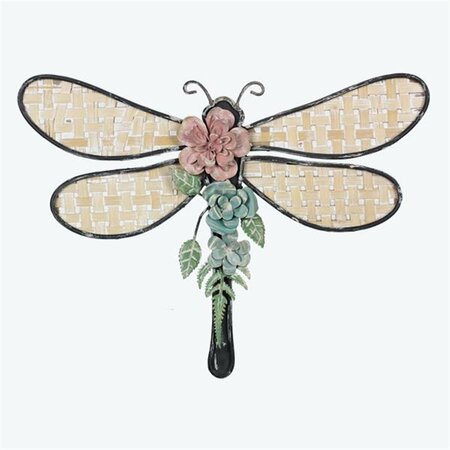 YOUNGS Wood & Metal Wall Dragonfly Decor 72124